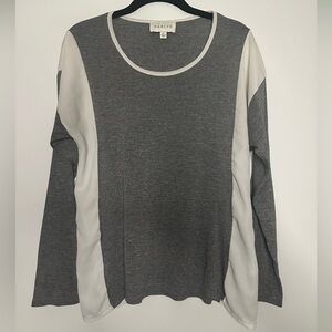 Sabine Charcoal & White Colorblock Long Sleeve Top (S)